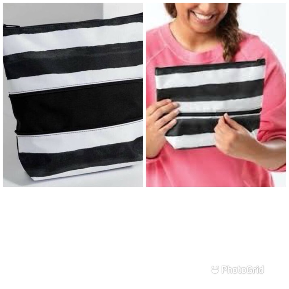 Thirty-One Size Up Expandable Pouch Watercolor Stripe